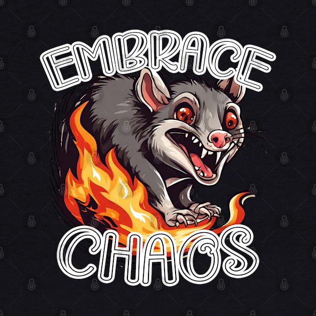 Embrace Chaos Funny Possum On Fire by zofry's life